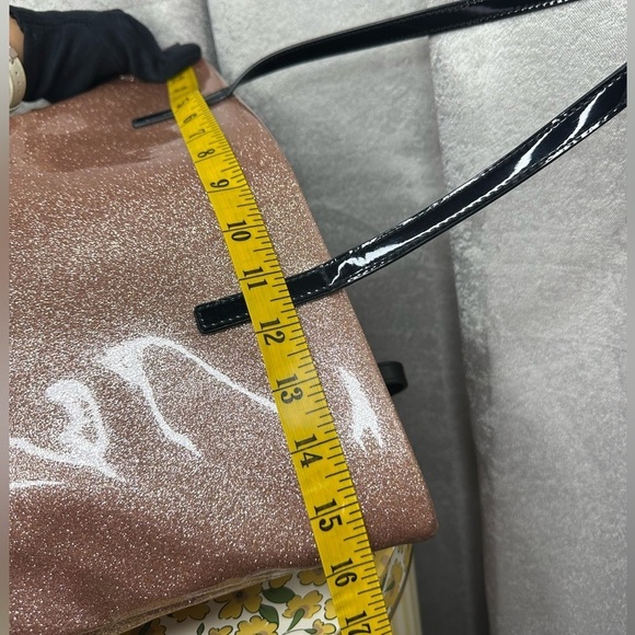 Kate Spade Live Colorfully Rose Gold Patent Glitter Sparkle Bon Shopper Tote Bag - Picture 11 of 15